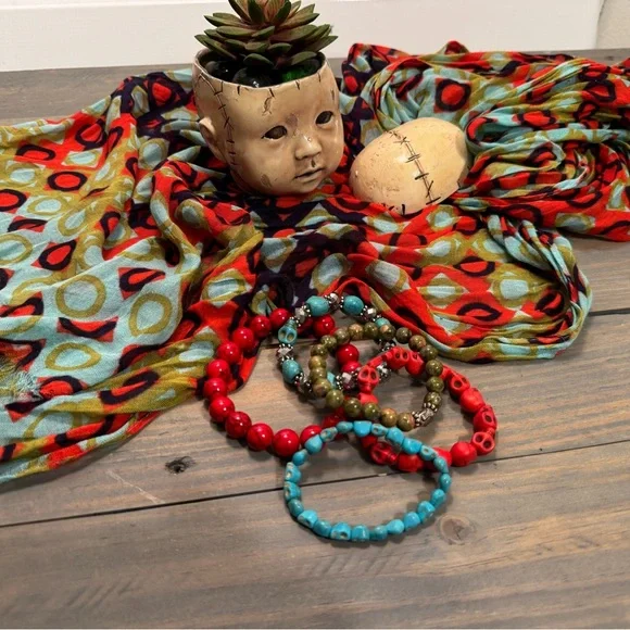 Spartina Multi Colored cotton gauze scarf/wrap - Picture 2 of 2